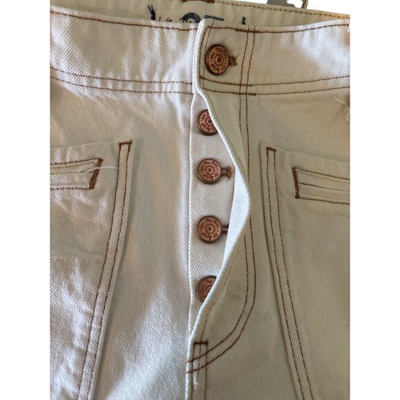 We The Free by Free People Cream Distressed Straight Crop Jeans – Size 27 – High - Picture 3 of 13